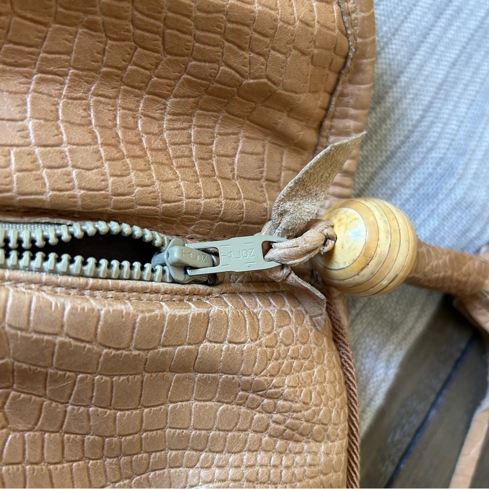 Lisandro Sarasola Vintage Leather Croc Embossed Foldover Clutch with Tassel - Picture 12 of 16